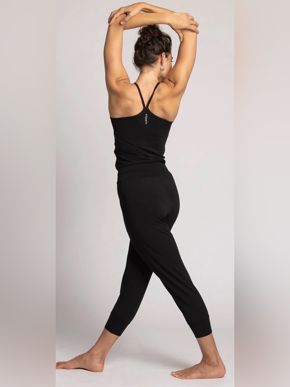 Ripple Black Modal Lounge Yoga Jumpsuit Jogger One Piece Size Large